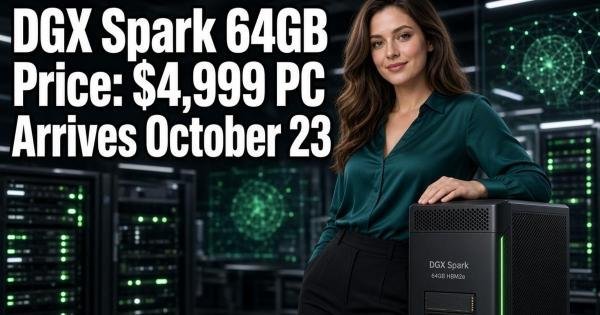 DGX Spark 64GB Price: $4,999 PC Arrives October 23
